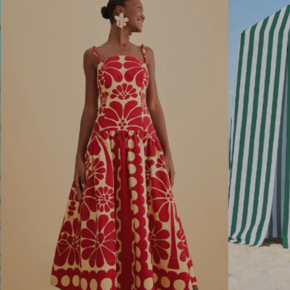 FARM RIO Red Palermo Sleeveless Midi Dress